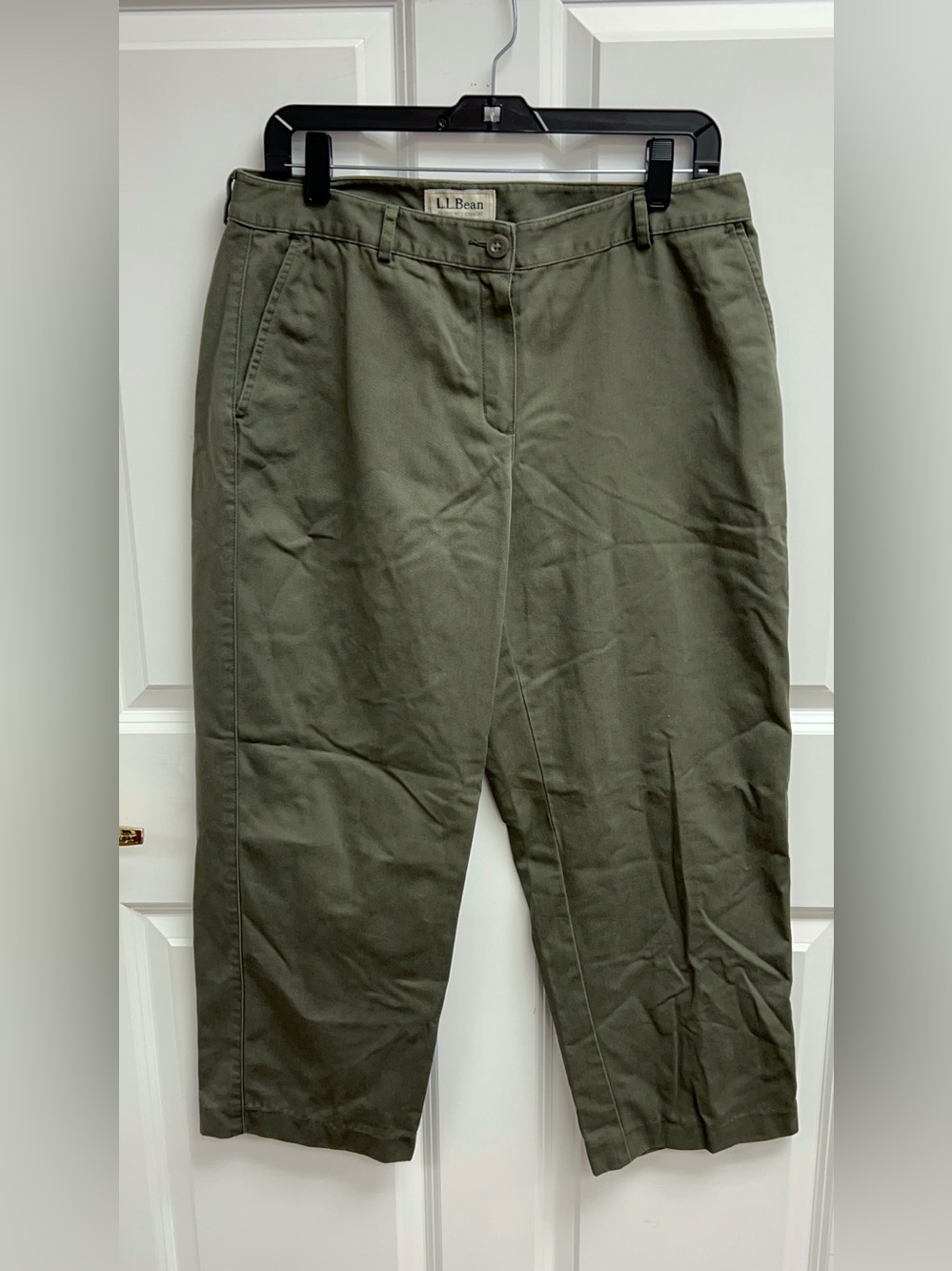 L.L.Bean Olive Cotton Chino Pants Size 10p